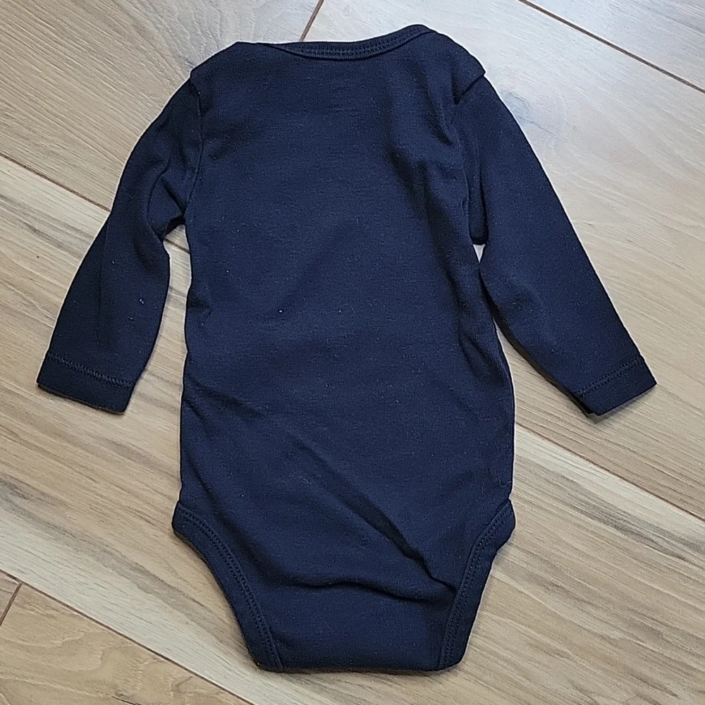 *3/$15* 3M Boys Long Sleeve Bodysuits Black & Blue w/Cute Sayings